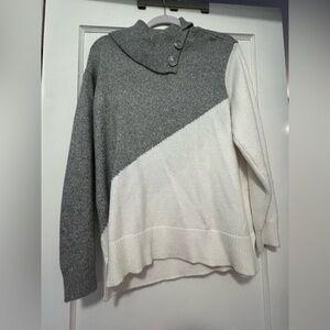 Lane Bryant Gray and White Cowl Neck Sweater